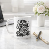 Geschenktasse 'Ehefrau Mutter Chef Badass' für ber Kaffeetasse