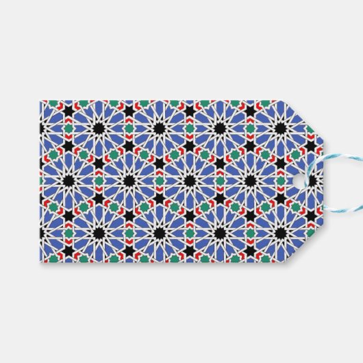 Geschenktasten mit blauer Geometrie Geschenkanhänger (Vorderseite (Horizontal))