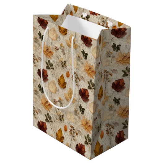 Geschenkte Blätter und Geschenktasche Mittlere Geschenktüte (Rückseite Schrägansicht)