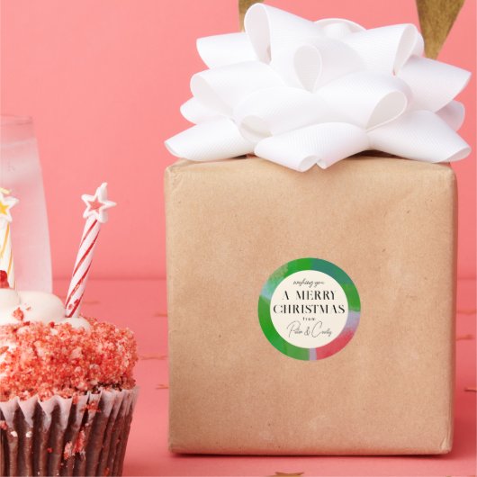 Geschenkte, grün und rot gestrichene Rahmen Runder Aufkleber (Party)