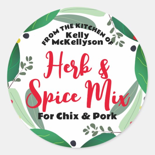 Geschenkte Kräutermischungen, Kräuterkraut, Kräute Runder Aufkleber (Vorderseite)