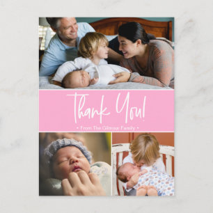 Geschenkte Momente: Individualisierbares Baby Dank Ankündigungspostkarte
