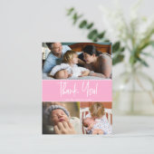 Geschenkte Momente: Individualisierbares Baby Dank Ankündigungspostkarte (Stehend Vorderseite)
