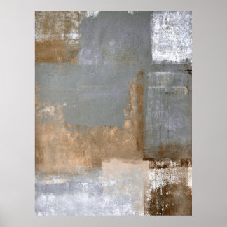 'Geschenktes' Abstraktes Poster in Grau und Beige