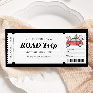 Geschenkticket für eine Reise Roadtrip Reisegutsch Einladung