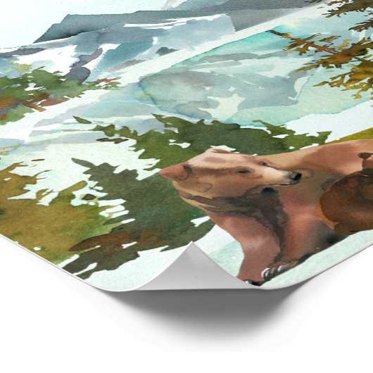 Geschenktisch Abenteuer Rustikale Bears Babydusche Poster (Ecke)