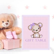 Geschenktisch Niedlich Girl Lila Bear Baby Dusche