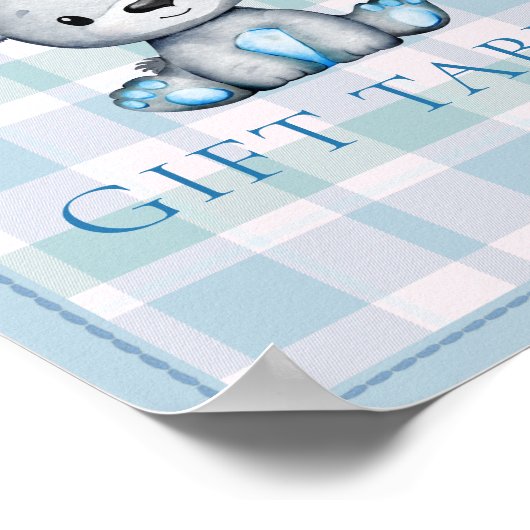 Geschenktisch Niedliche Bärendusche Poster (Ecke)