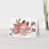 Geschenktopus Feiertagskarte (Vorderseite)
