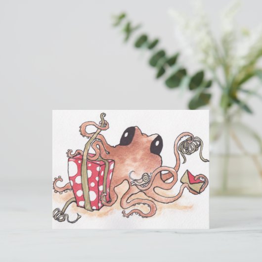 Geschenktopus Postkarte (Stehend Vorderseite)