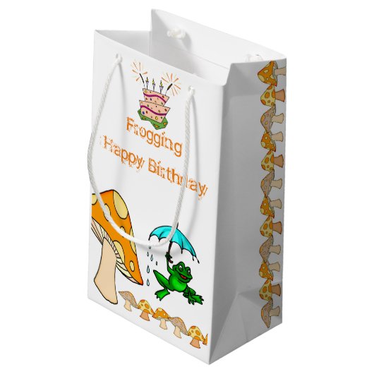 Geschenktüte Frosch Pilz (Rückseite Schrägansicht)