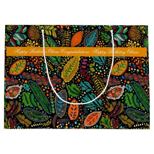 Geschenktüte im Stil der Aborigine-Blätter (Vorderseite)