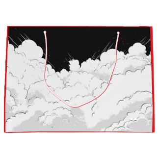 GESCHENKTÜTE JAPANISCHE WOLKEN SCHWARZ UND ROT