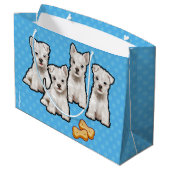 Geschenktüte mit niedlichen Welpen, Polka Dot Desi (Rückseite Schrägansicht)