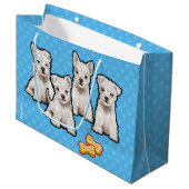 Geschenktüte mit niedlichen Welpen, Polka Dot Desi (Vorderseite Schrägansicht)