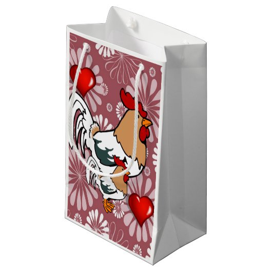 Geschenktüte Valentinstag-Huhn (Vorderseite Schrägansicht)