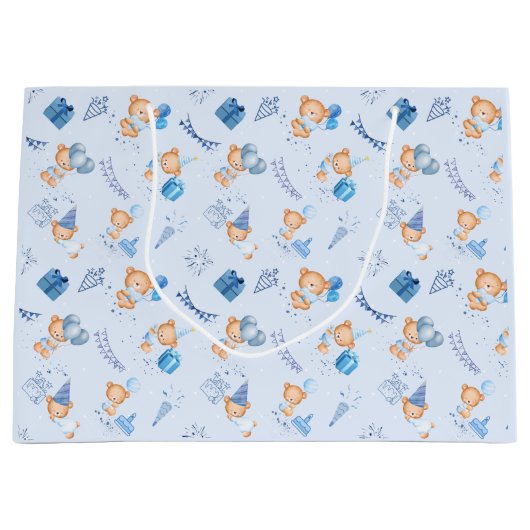 Geschenktüten Babydusche blau Große Geschenktüte (Vorderseite)