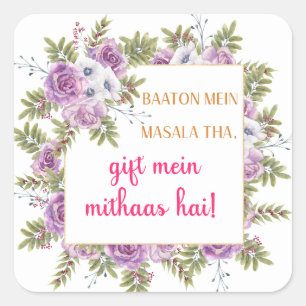 Geschenktüten für Mehndi-Party Quadratischer Aufkleber