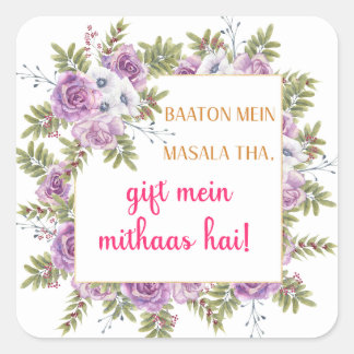 Geschenktüten für Mehndi-Party Quadratischer Aufkleber