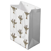 Geschenktüten | Wasserfarbe | Antikes Rentiermuste Mittlere Geschenktüte (Vorderseite Schrägansicht)