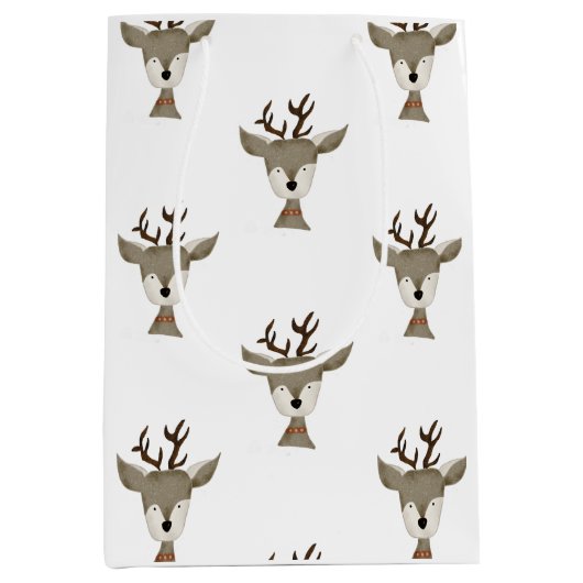 Geschenktüten | Wasserfarbe | Antikes Rentiermuste Mittlere Geschenktüte (Vorderseite)