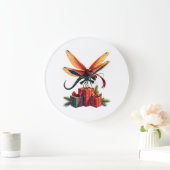 Geschenkverpackte Libelle Große Wanduhr (Zuhause)