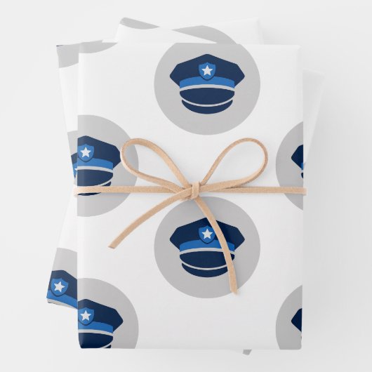 Geschenkverpackung in Polizeioffiziersmütze Geschenkpapier Set (Beispiel)