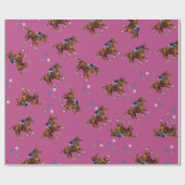 Geschenkverpackung rosa Pferdejockey-Design Geschenkpapier (Flach)