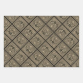 Geschenkverpackung Set aus 3 Bögen goldene Skarabä Geschenkpapier Set (Vorderseite 2)