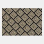 Geschenkverpackung Set aus 3 Bögen goldene Skarabä Geschenkpapier Set (Vorderseite 3)