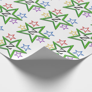 Geschenkverpackung - Sterne mit Initiale Geschenkpapier