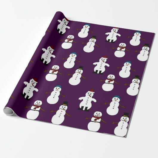 Geschenkverpackung Verpackungs-Papier lila Snowman Geschenkpapier (Ungerollt)