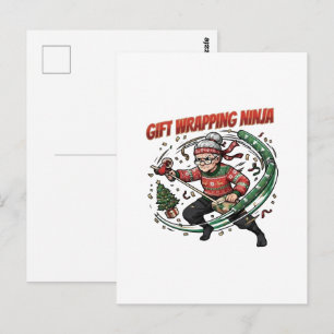 Geschenkverpackungs-Ninja-Weihnachts-Feiertags-Des Postkarte