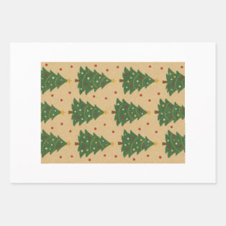 GESCHENKVERPACKUNGSBÖGEN WEIHNACHTSBAUM UND STREIF GESCHENKPAPIER SET