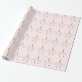 Geschenkverpackungspapier mit rosa Einhorngesicht Geschenkpapier (Ungerollt)