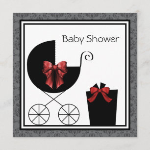 Geschenkwagen Rot Schwarz Baby Shower Einladungen