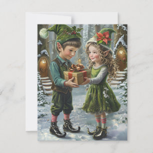Geschenkwechsel für Weihnachtselfen - Urlaubskarte Feiertagskarte
