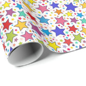 Geschenkwrake für farbenfrohe Sterne Geschenkpapier (Rolleneckpunkt)