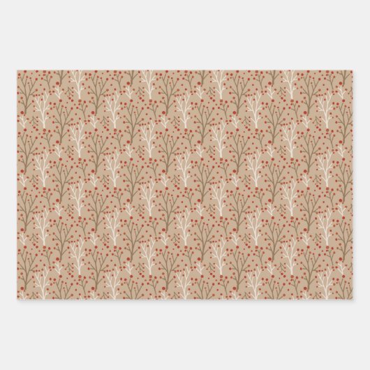 Geschenkwrake "Red and Green Botanical Berries" Geschenkpapier Set (Vorderseite 3)