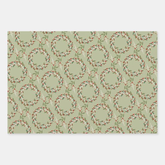 Geschenkwrake "Red and Green Botanical Berries" Geschenkpapier Set (Vorderseite 2)