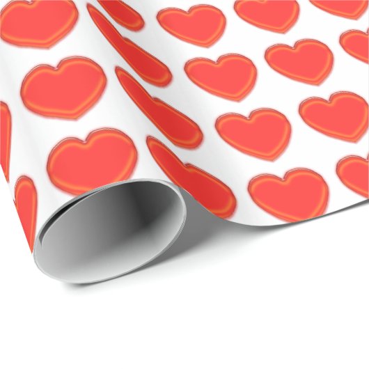 Geschenkwrap - 3-D Rote Herzen Geschenkpapier (Rolleneckpunkt)