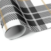 Geschenkwrap| Black & Gold Kariert Geschenkpapier (Rolleneckpunkt)