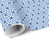 Geschenkwrap - Blaue Dreiecke Geschenkpapier (Rolleneckpunkt)