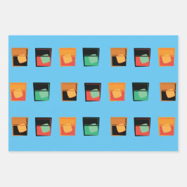 Geschenkwrap - Bourbon Aficionado 3 Designs Geschenkpapier Set