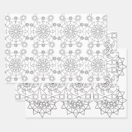 Geschenkwrap - Drei Mandala-Muster für Farbe Geschenkpapier Set