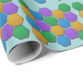 Geschenkwrap - farbenfrohe Hexagons Geschenkpapier (Rolleneckpunkt)