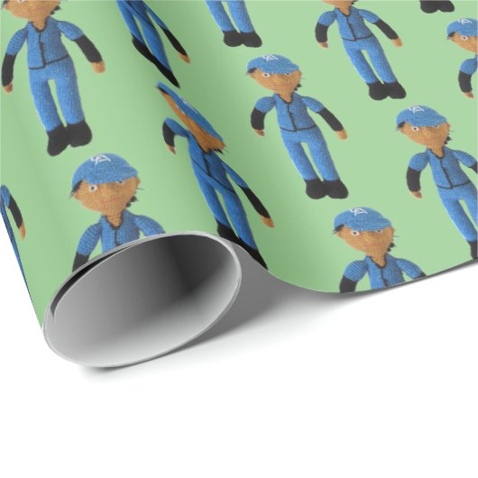 Geschenkwrap - Puppe im Baseball-Uniform Geschenkpapier (Rolleneckpunkt)