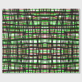 Geschenkwrap Roll Rot, Grün, Schwarz Abstrakte Lin Geschenkpapier (Flach)