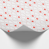 Geschenkwrap - Rotes Herz in Reihen Geschenkpapier (Ecke)