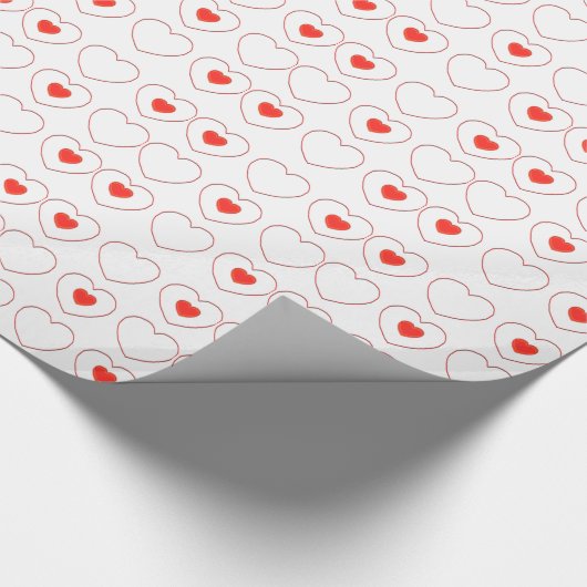 Geschenkwrap - Rotes Herz in Reihen Geschenkpapier (Ecke)
